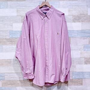 Ralph Lauren Oxford Button Down Shirt Red Long Sleeve Cotton Mens 3XB 3X Big